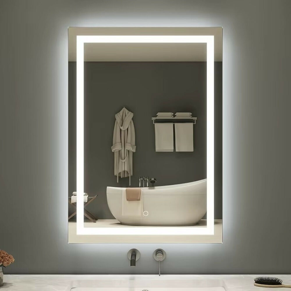 Espejo Importado Led Vertical Para baño con botón y luz neutra 70x50
