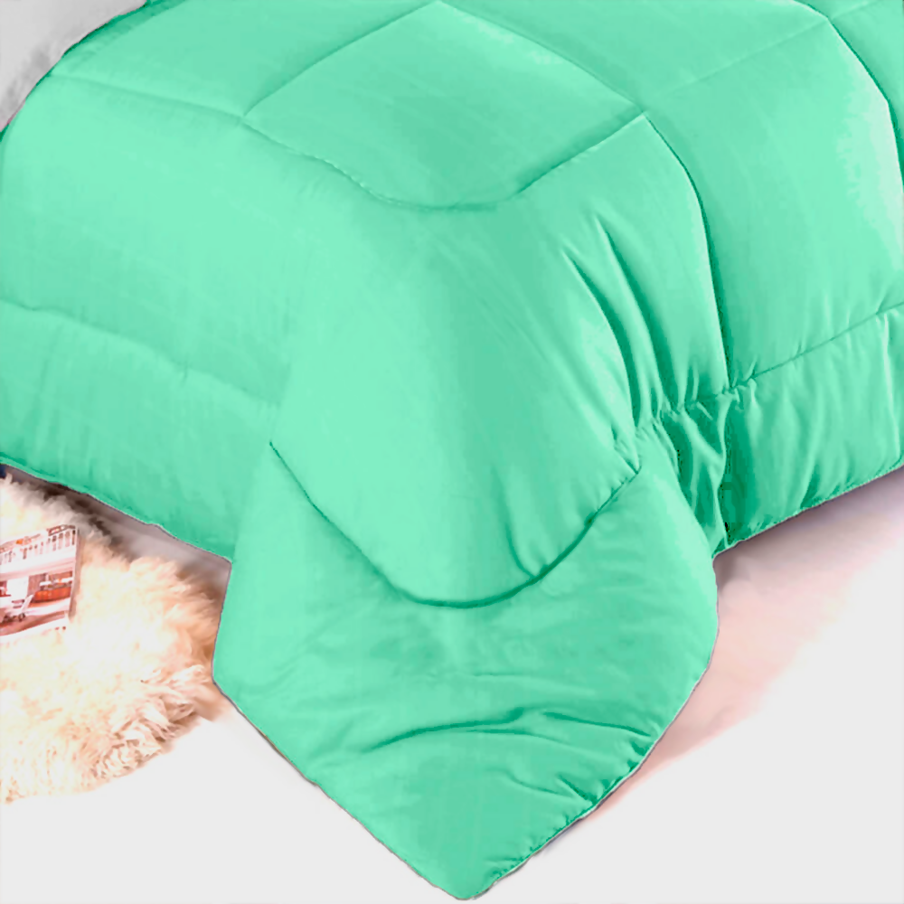 Edredon cubrelecho king doble faz verde gris