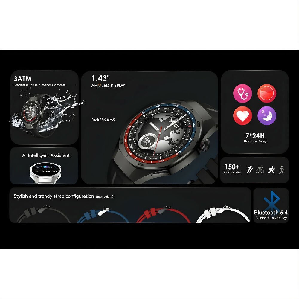 Smartwatch Aurafit-GT Reloj Inteligente Deportivo Con Llamadas Bluetooth, Monitor Fitness Y Notificaciones