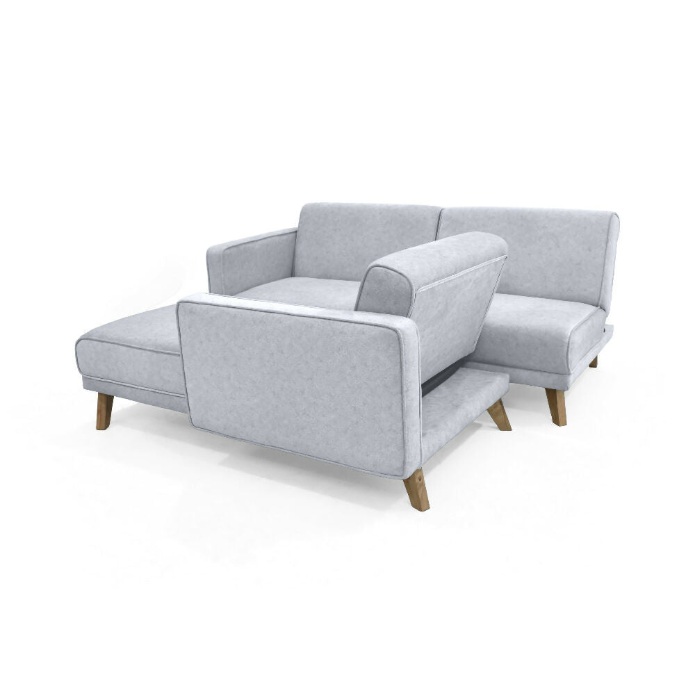 Sofa Cama en L Chelsea Izquierdo 265x160x76 Tela Plata