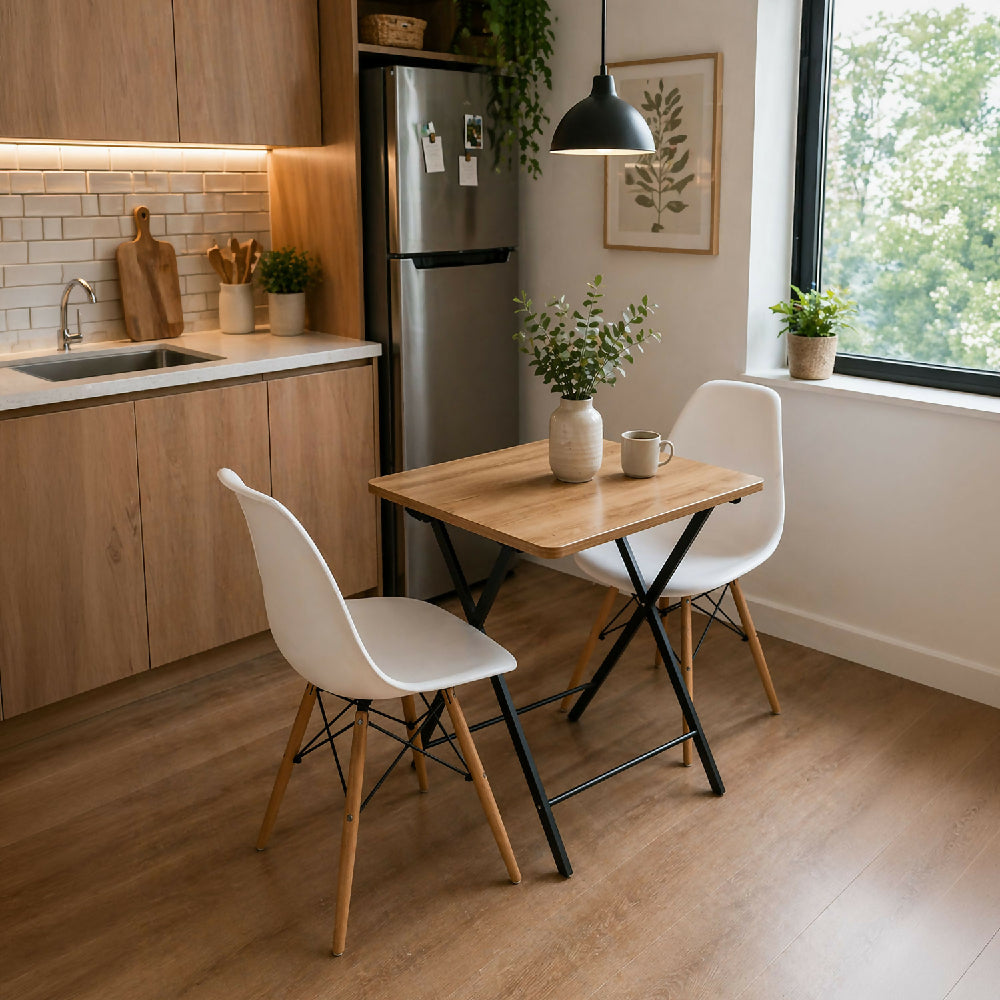 Mesa Plegable Elsa Madera Natural + Negro