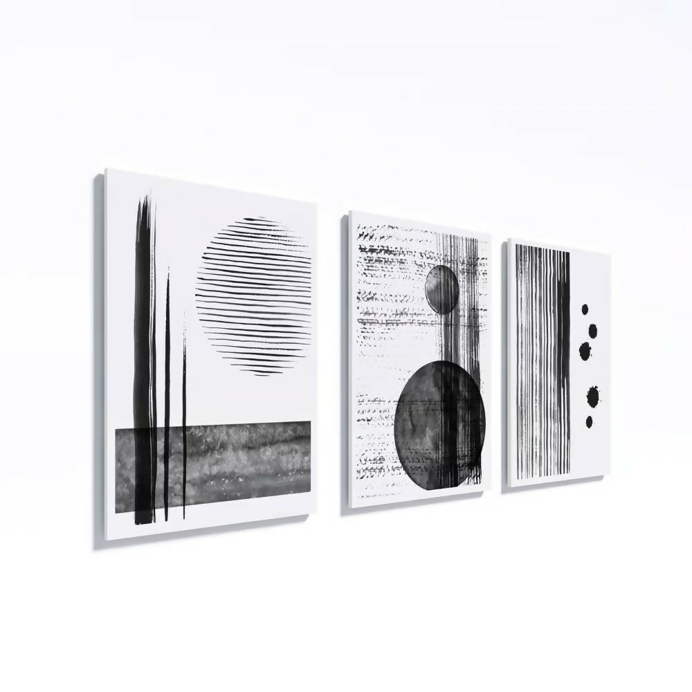 Cuadros Decorativos Triptico Black Modern 37x50