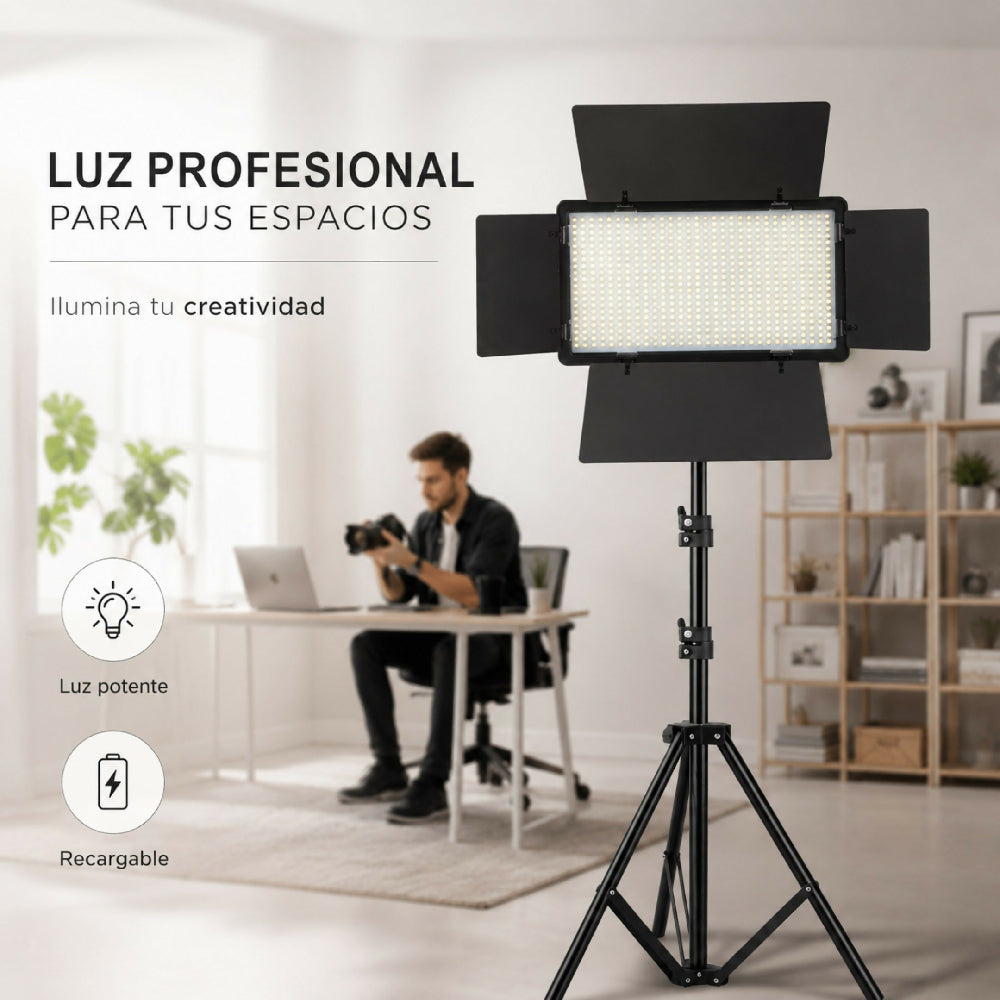 Panel De Luz LED Profesional Recargable 600RGB