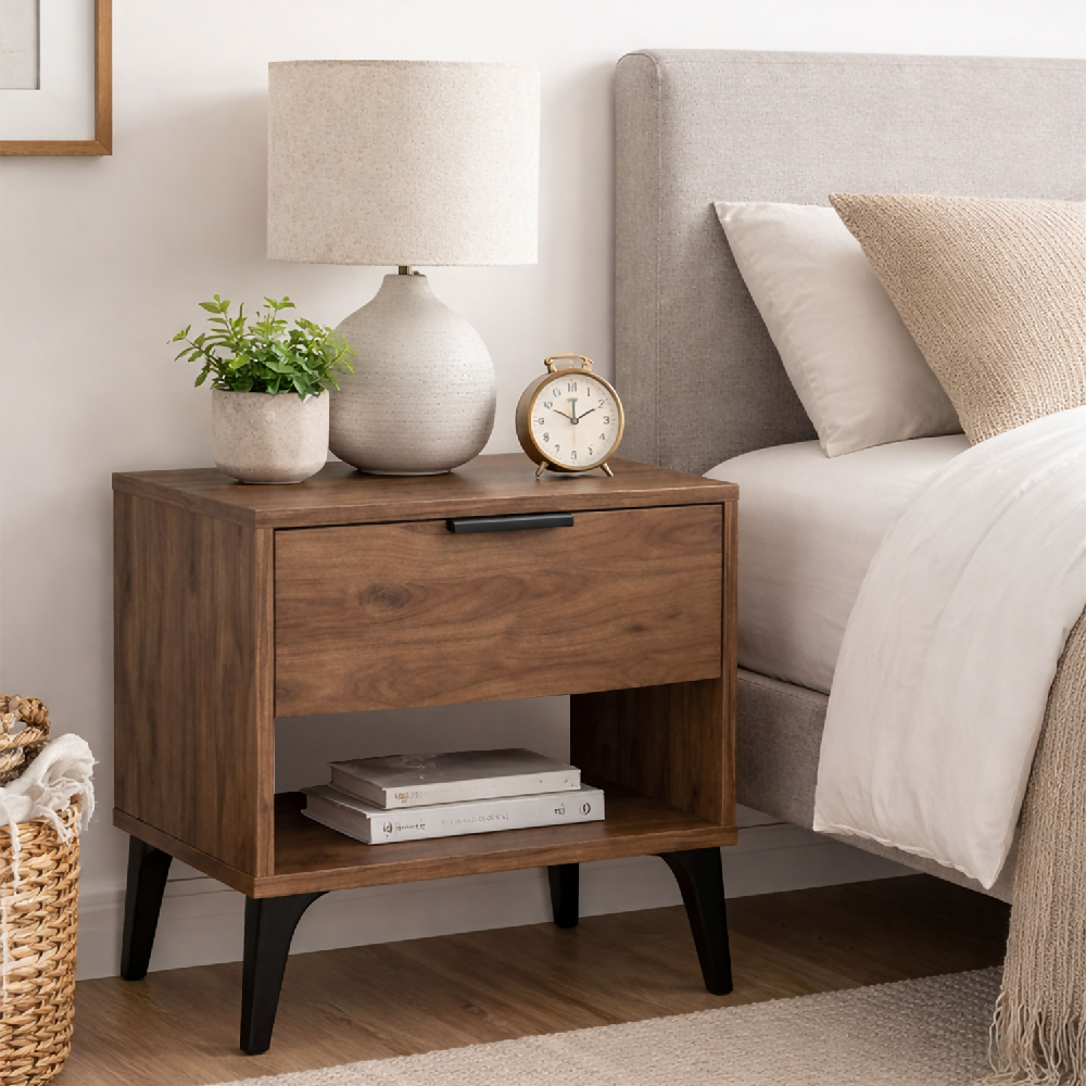 Set x 2 Mesas de Noche Bony con Puerta 50x40x30cm Madera