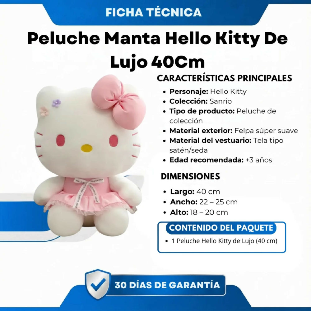 Peluche Manta Hello Kitty De Lujo 40Cm Suave Ideal Para Regalo