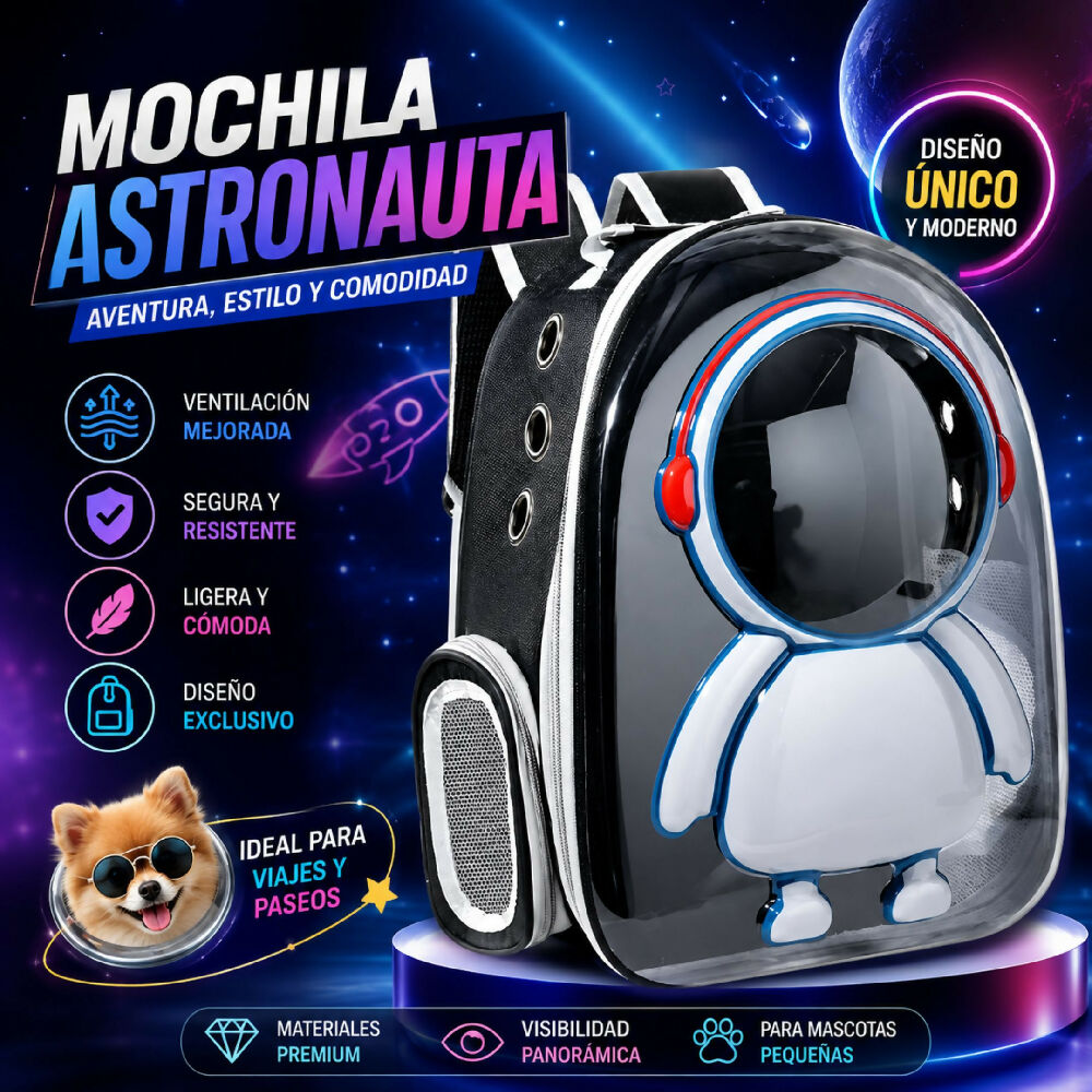 Morral Tipo Astronauta HTKR TM Maleta Ventilada Para Mascotas