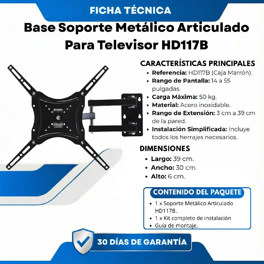 Base Soporte Metálico Articulado Para Televisor HD117B