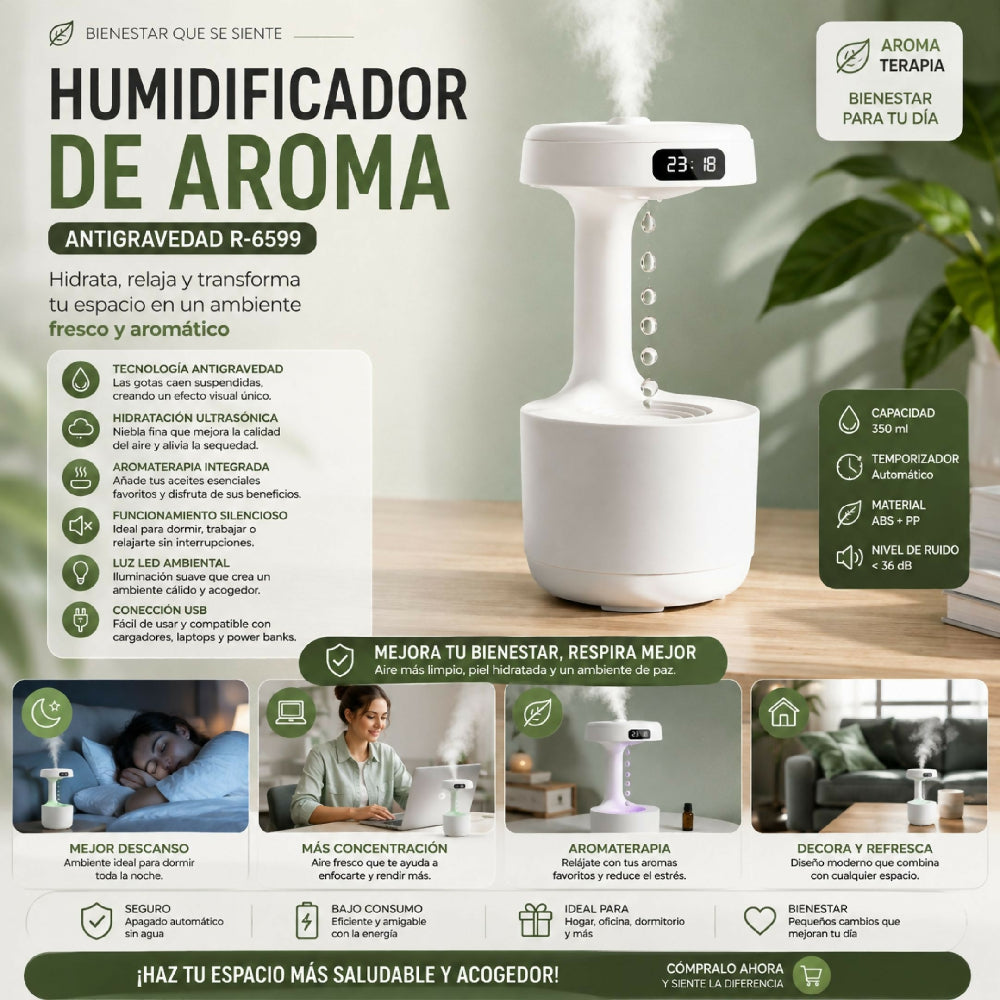 Humidificador De Aroma R6599 Difusor Silencioso De Aceites Esenciales