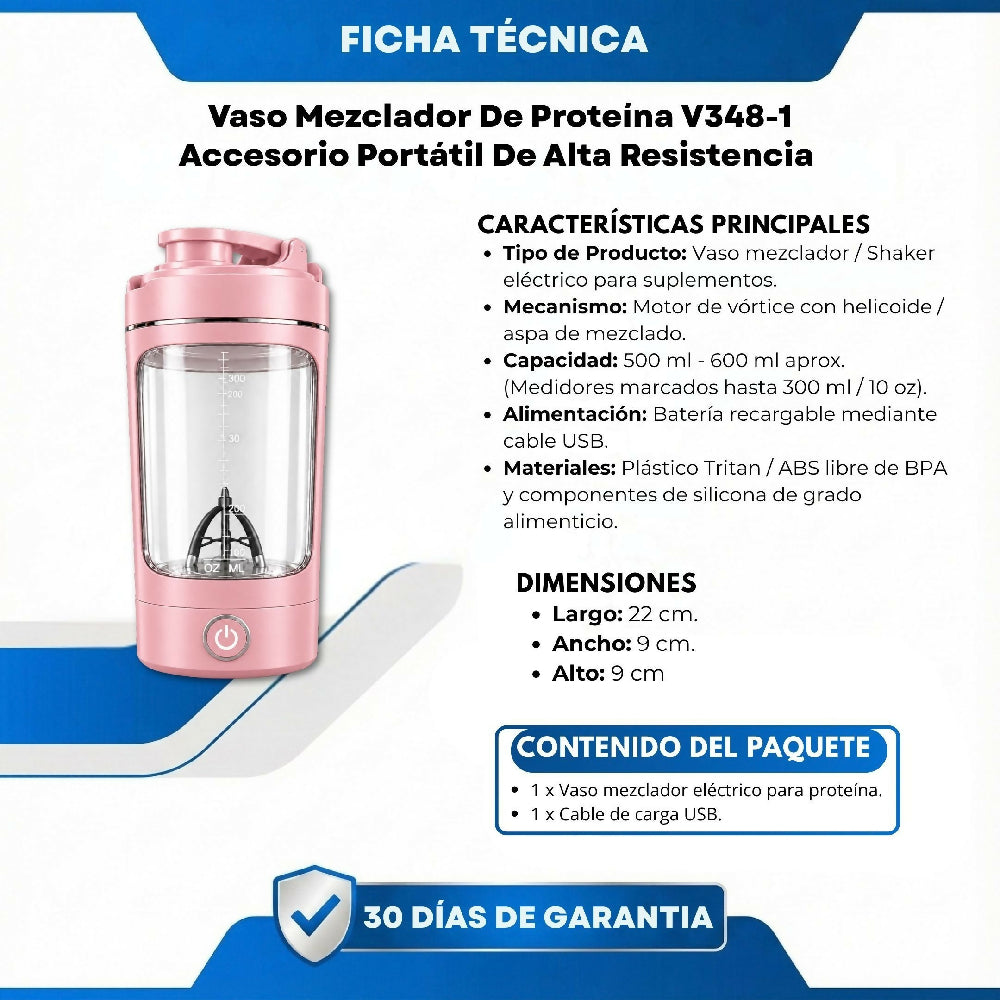 Vaso Mezclador De Proteína V348-1 Accesorio Portátil De Alta Resistencia Rosa