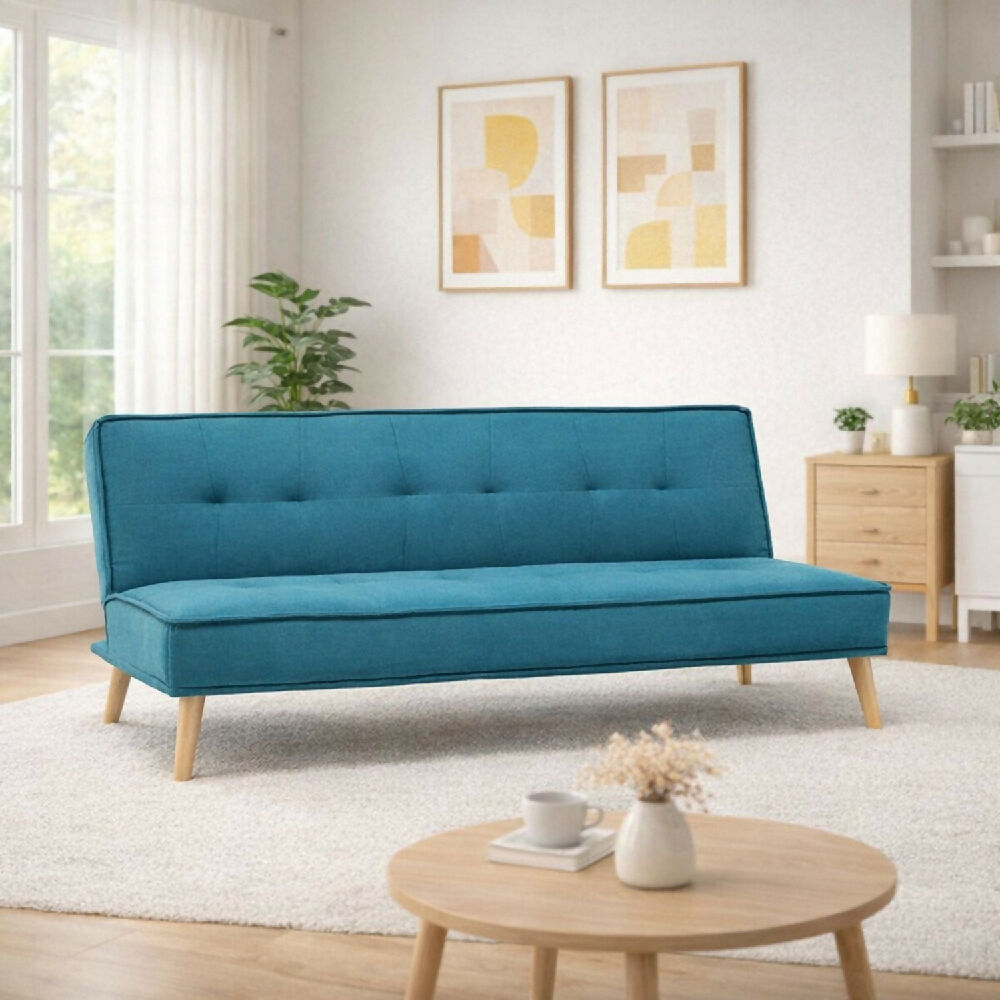 Sofa Cama Chic 3 Puestos Tela Azul