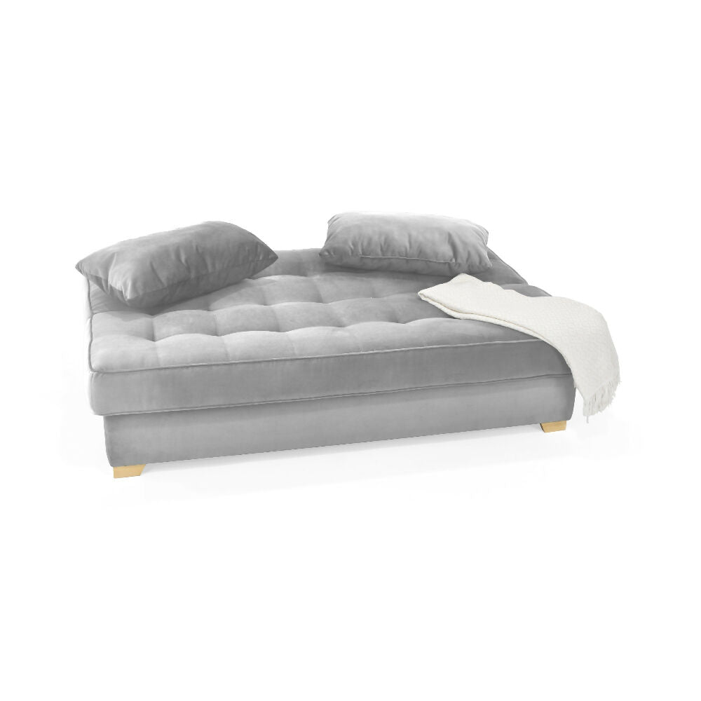 Sofá Cama Cambridge 185x90x90 con Baúl Tela Plata