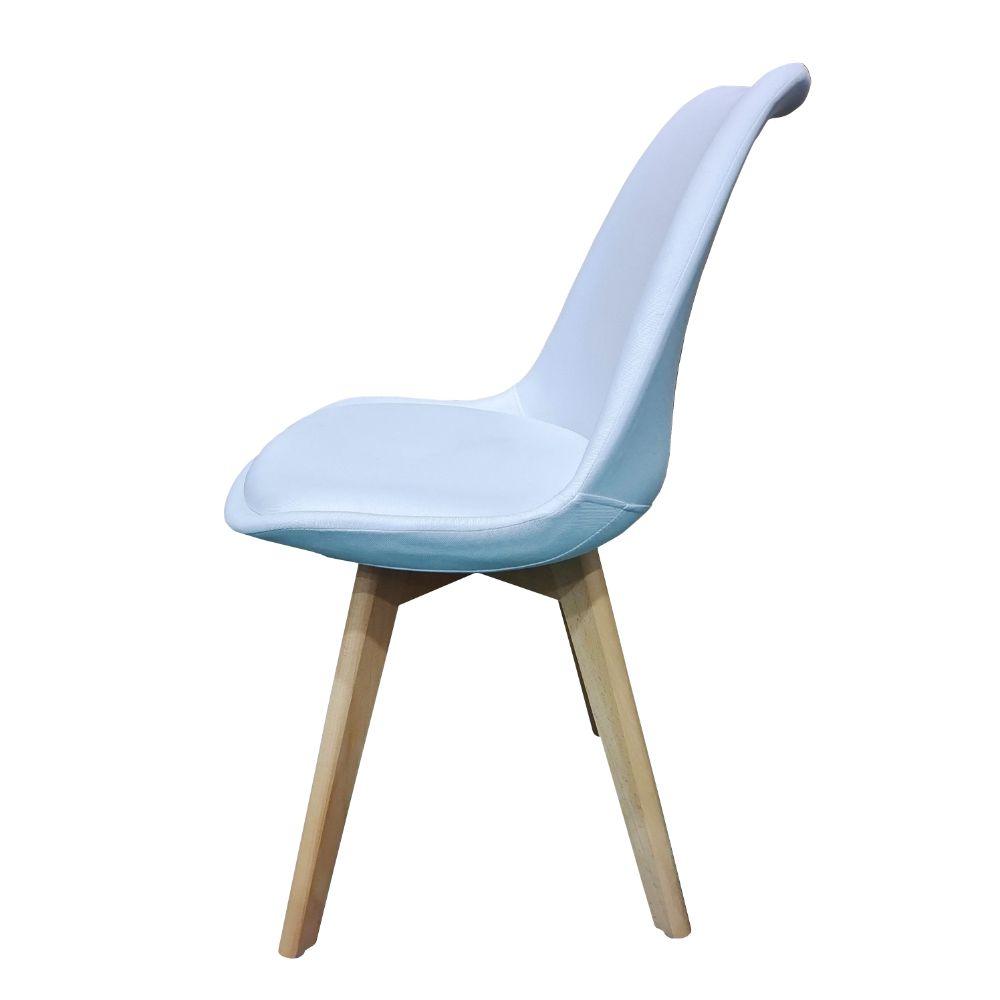 Kit de Cuatro Sillas Romero, Blanco y Café Claro, Cómodo Asiento y Patas en Madera