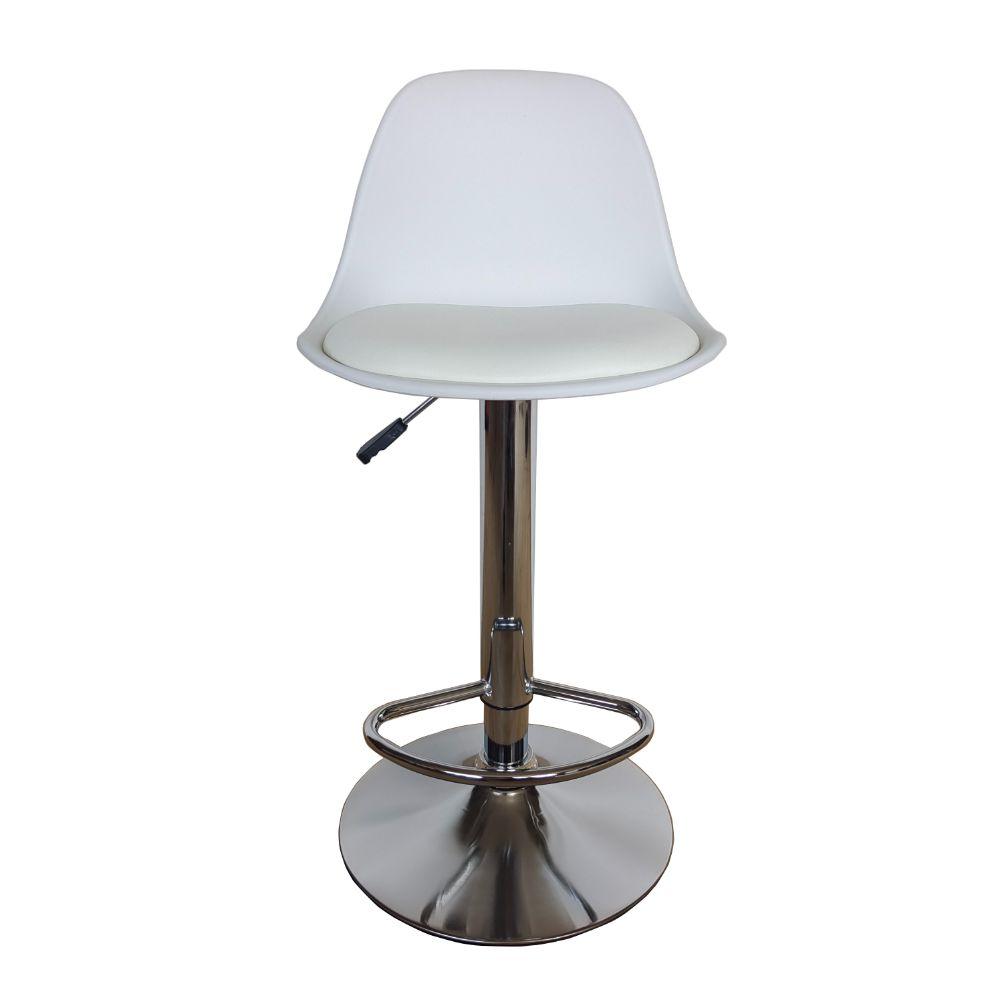 Kit de Dos Sillas Bar Napoles, Blanco, Base Metal Cromado