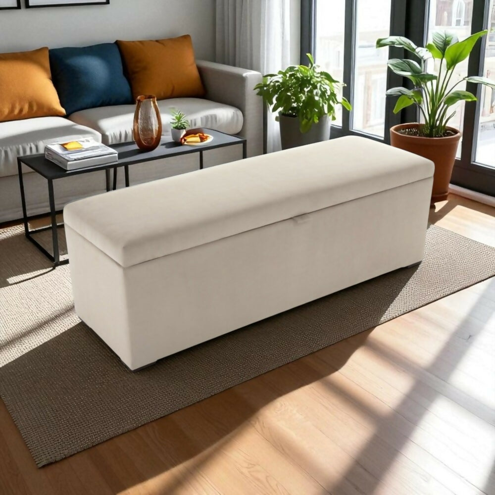 Puff Baul Liso Beige_ Ambientado