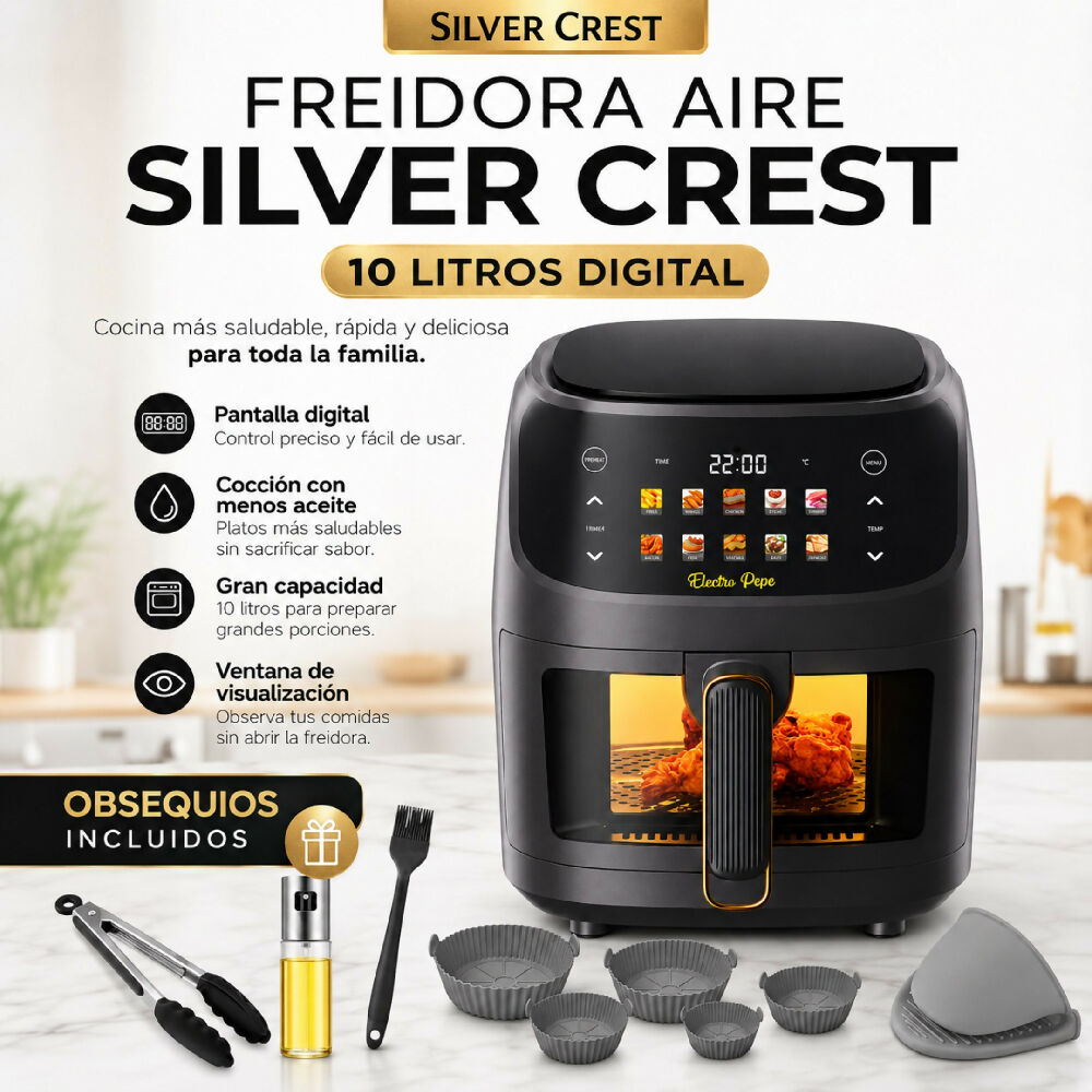 Freidora Aire Silver Crest 10 Litros Con Obsequios De Gran Capacidad 2400W