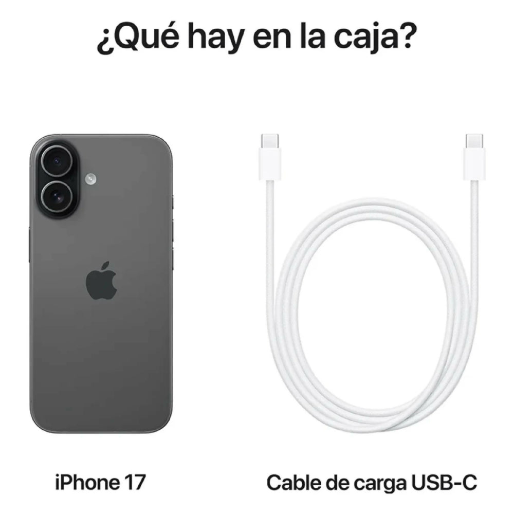 Celular Smartphone iPhone 17 256GB Almacenamiento Solo E-Sim Conectividad 5G Ultra Negro