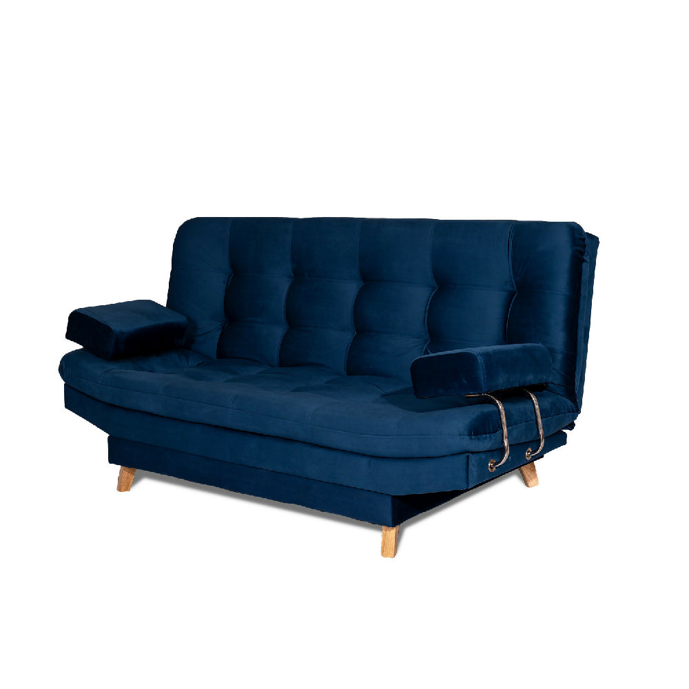 Sofá Cama Valencia Azul Petróleo + Puff