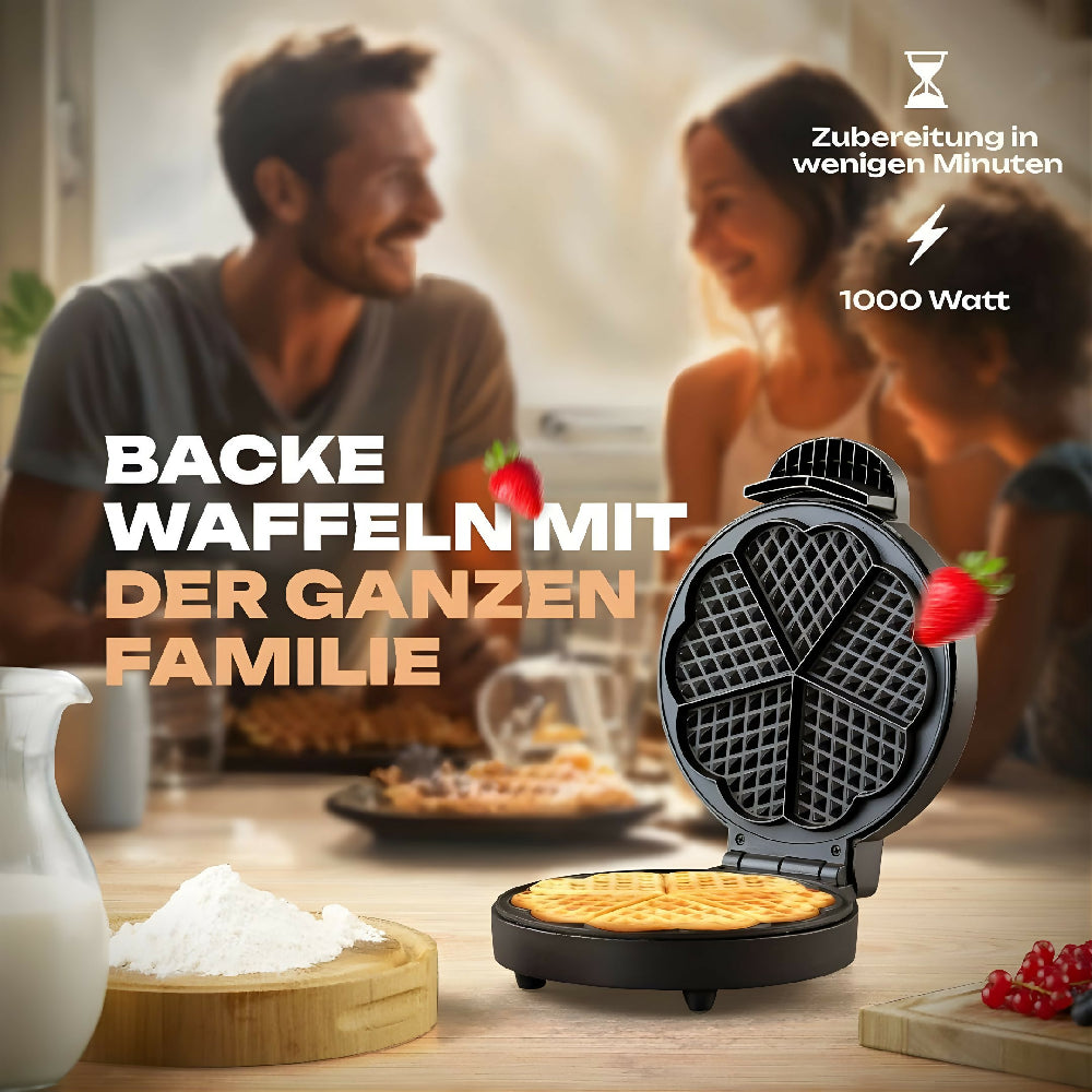 Waflera Antiadherente Corazón HFB-5 De Acero Inoxidable Y Cocción Rápida