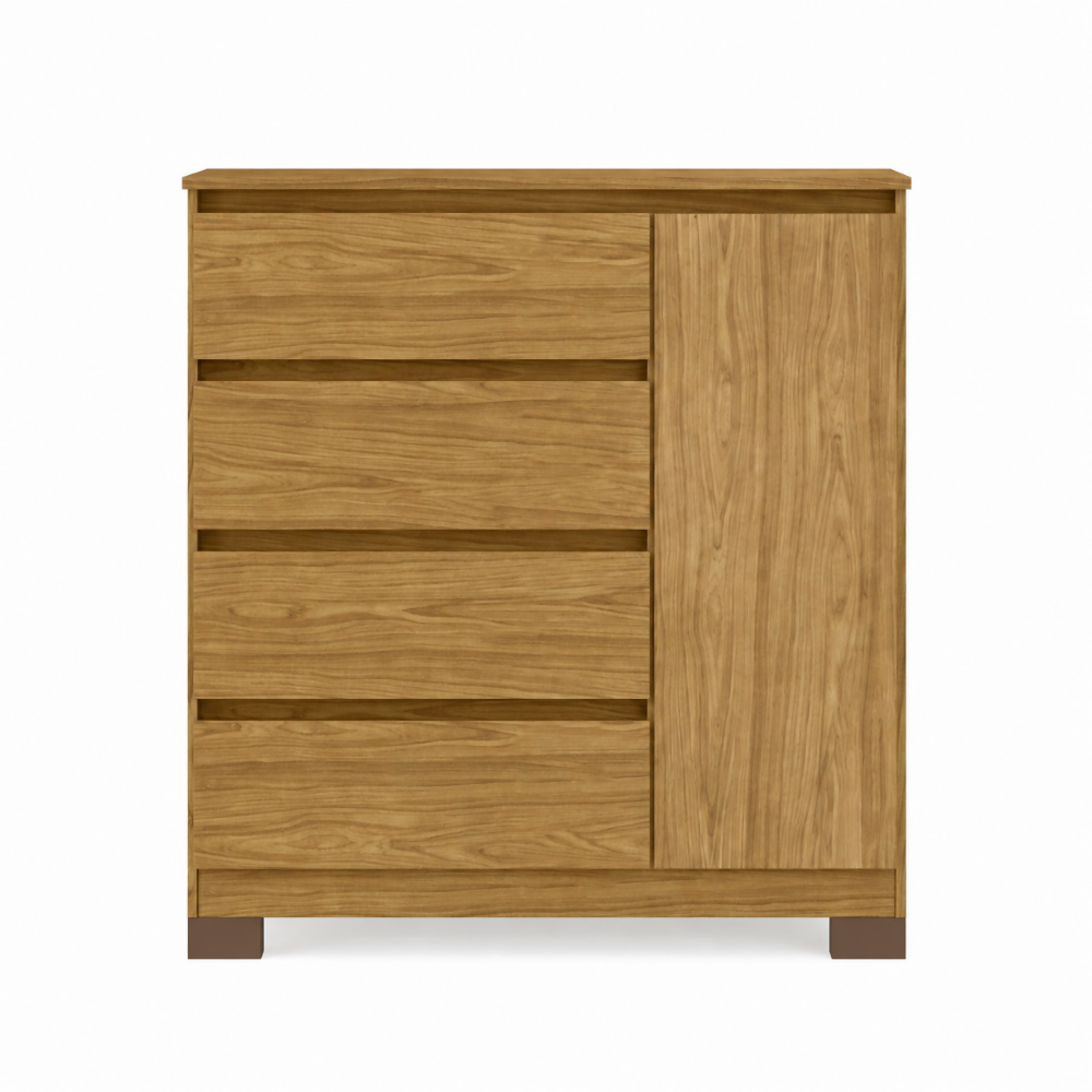 Cómoda 4 cajones 1 puerta Borneo - Almendra