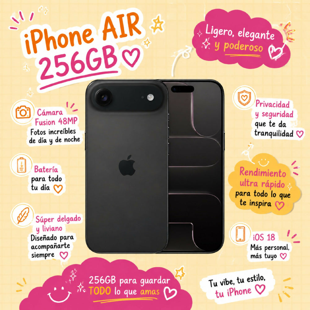 Celular Apple IPhone Air 256gb + Obsequio Lámpara Carga Inalámbrica Y Vidrio Negro