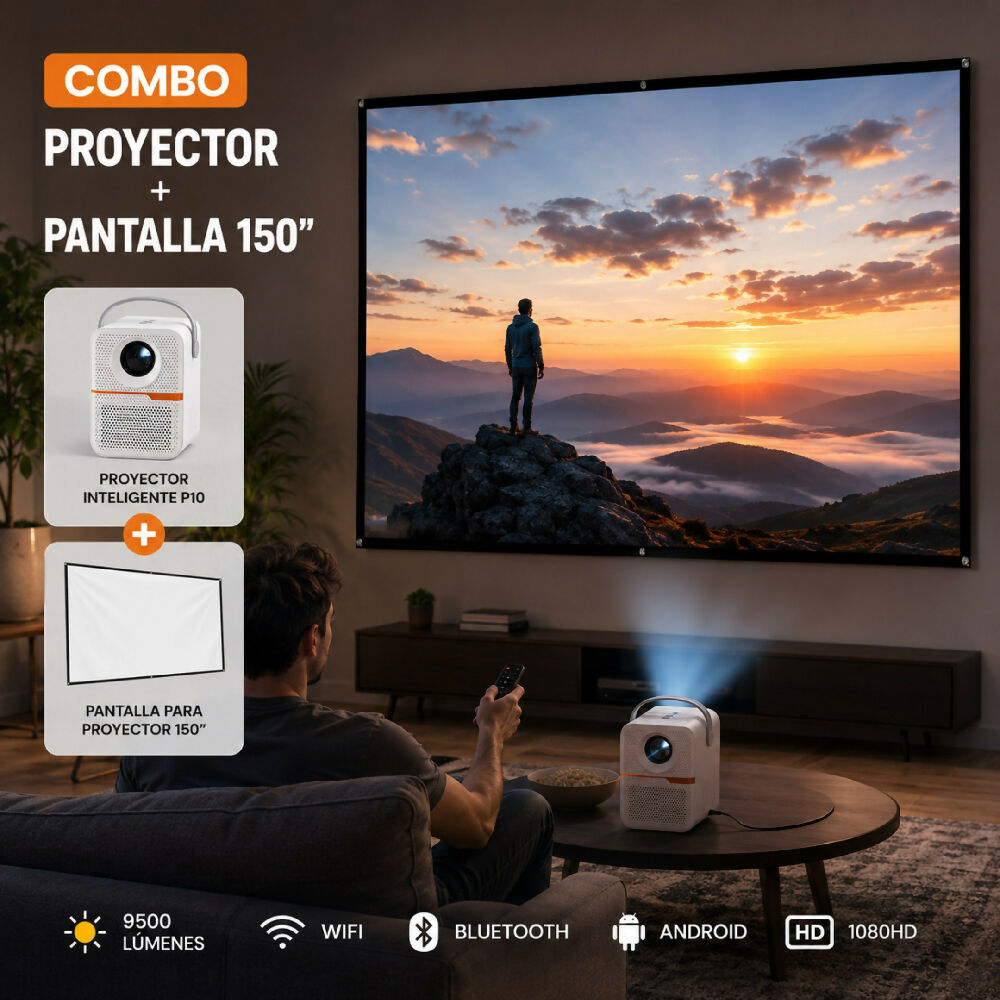 Proyector Inteligente P10 Y Obsequio Pantalla Gigante De 150 Pulgadas