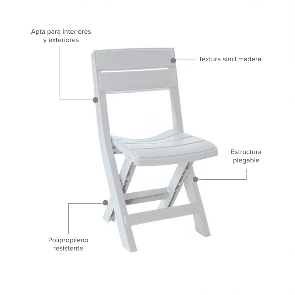 Silla Plástica Plegable Luma Gris, Gris