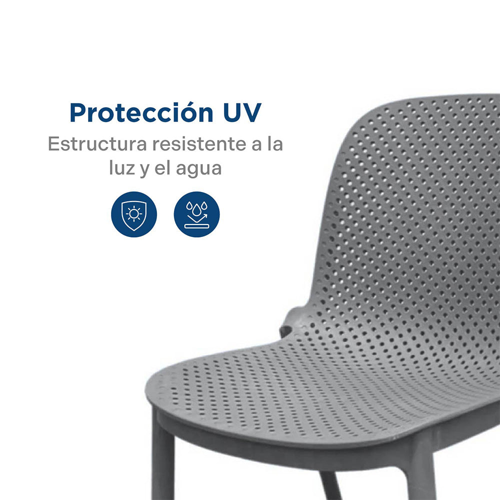 Silla Plástica Vera Gris Oscuro, Gris Oscuro
