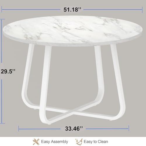 Mesa de comedor redonda de mármol sintético blanco, mesa de comedor circular