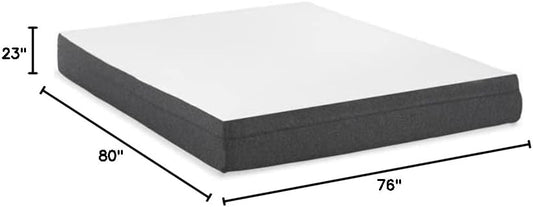 Colchón King dividido de tela moderna y metal de 8 pulgadas y cama P en blanco