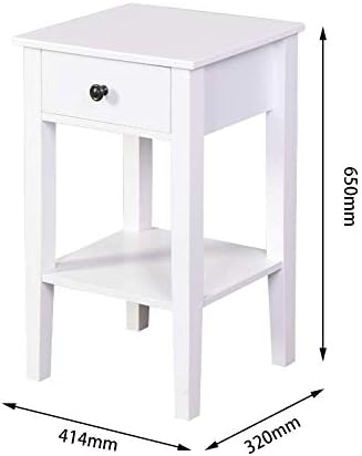 Henf Elegante mesita de noche con cajón y estante de almacenamiento, moderna...