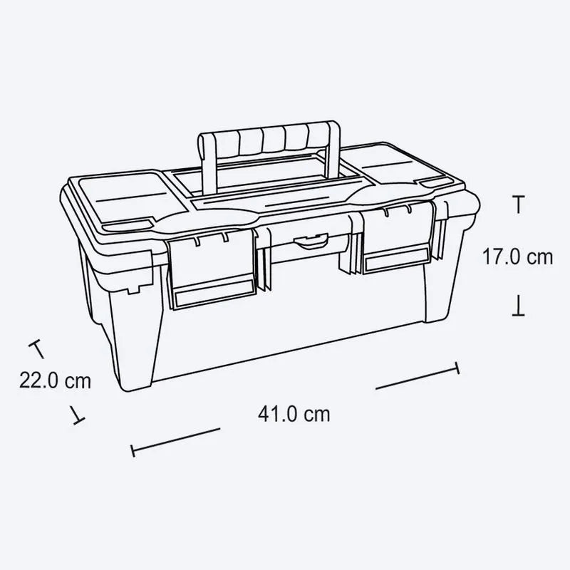 Caja Herramientas 16" con Tapa Organizadora Cerradura Plástica Negro