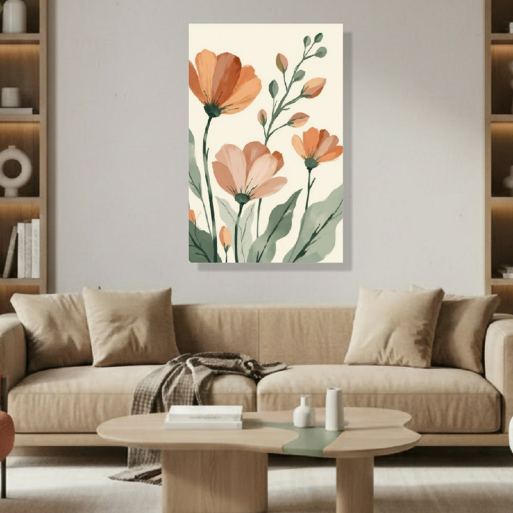 Lienzo Canvas Cuadro Flores Terracota Vintage 93x60cm c/u