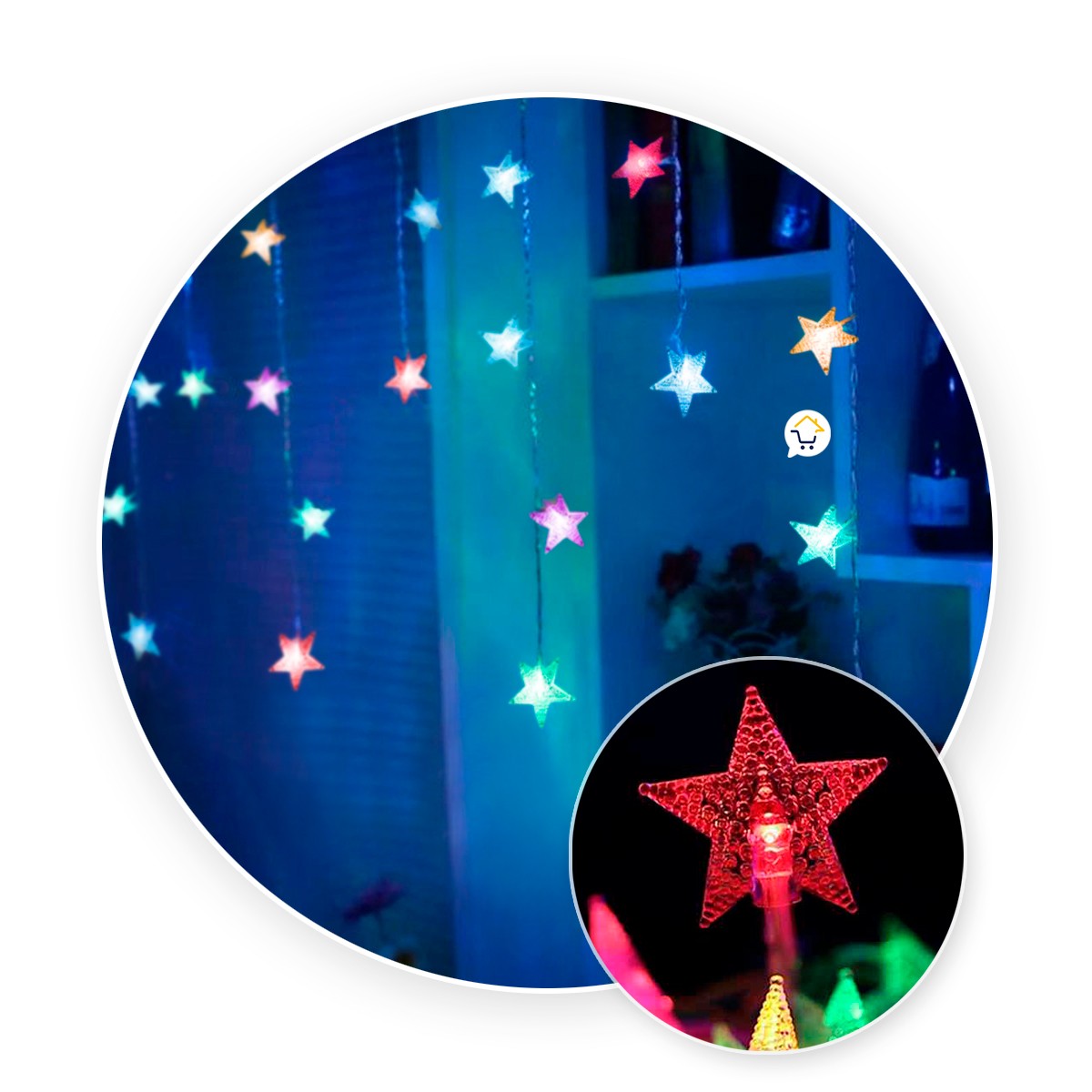 Luces Led Estrellas 3 Metros Extensión Cortina Luz Navidad Multicolor ZE019M