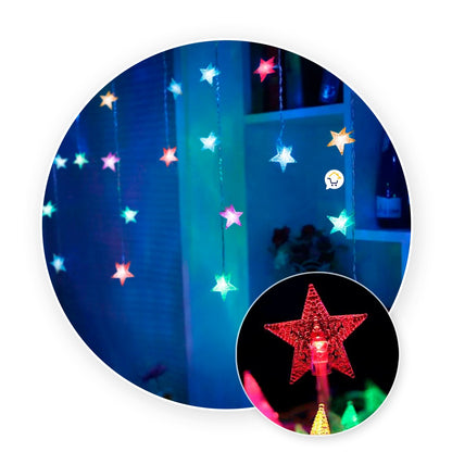 Luces Led Estrellas 3 Metros Extensión Cortina Luz Navidad Multicolor ZE019M