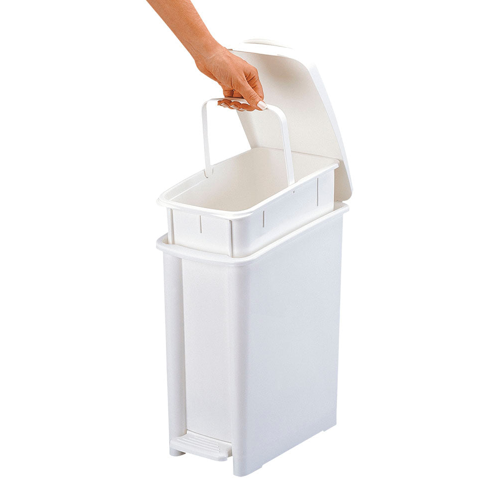Basurero Pedal Delgado 10 Litros Blanco vm