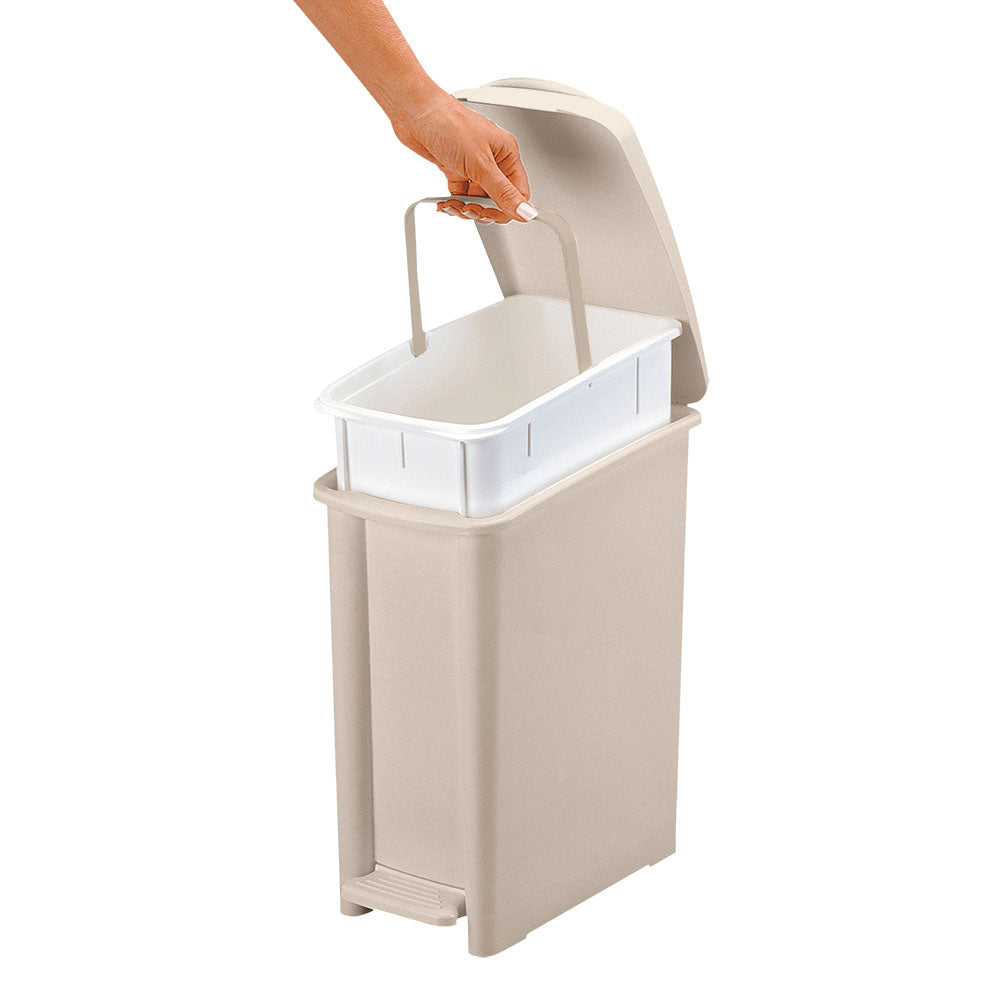 Basurero Pedal Delgado 10 Litros Taupe