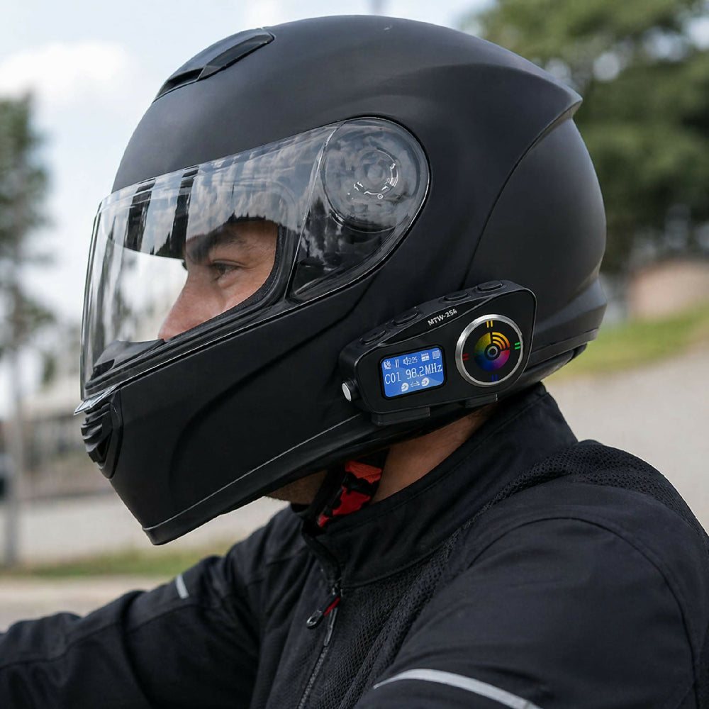 Intercomunicador OCZU MTW-254 Para Casco Bluetooth Con Pantalla, Radio FM Y Comunicación Moto A Moto