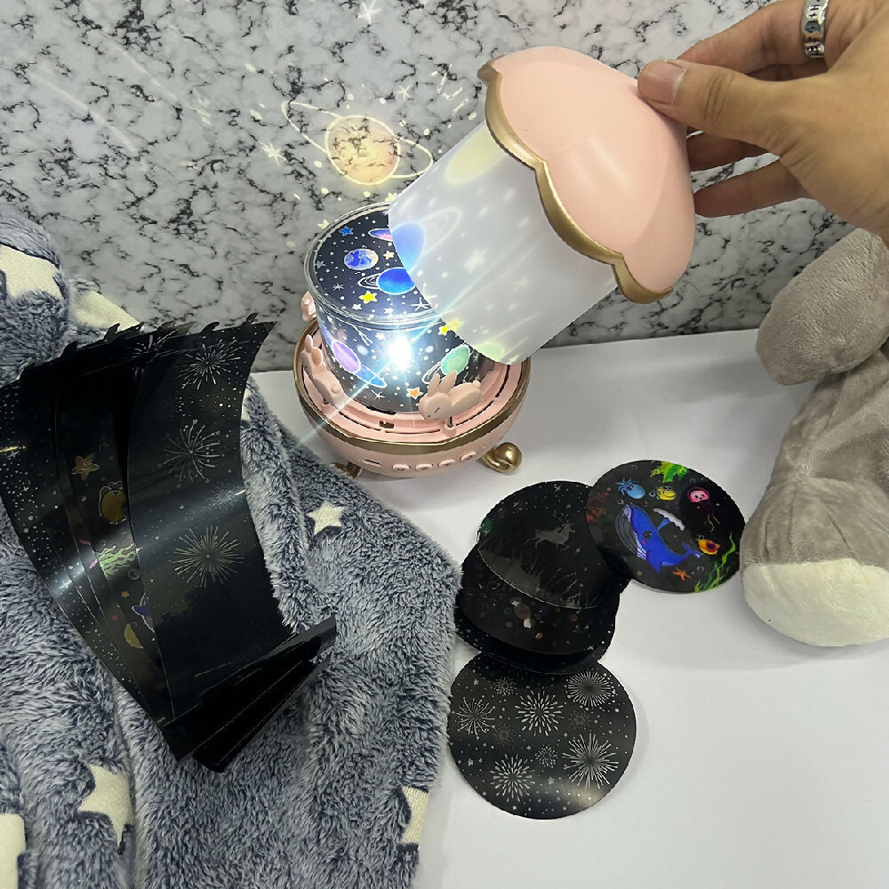 Lámpara Infantil Proyector 360° Conejitos Luz Nocturna Giratoria Con 6 Plantillas PTZ-17-6 9