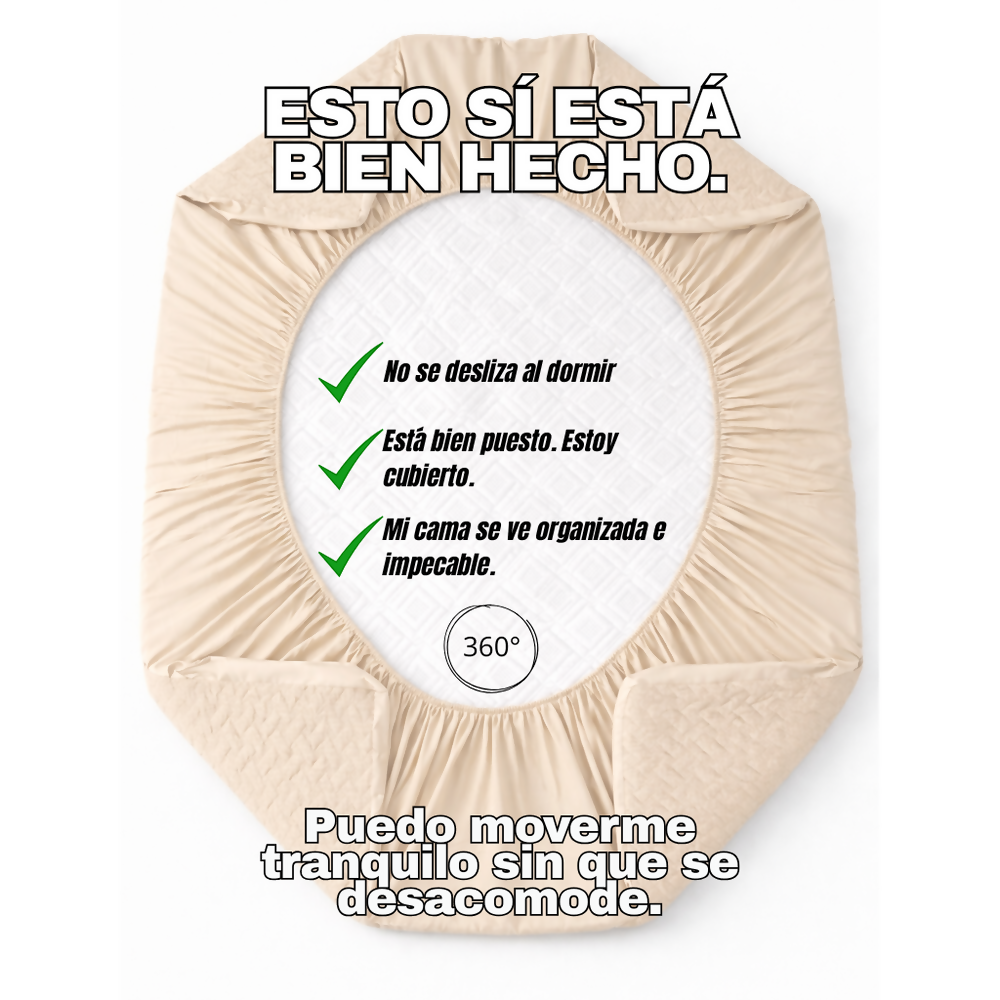 Protector colchon doble acolchado beige 140x190cm