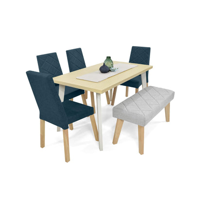 Comedor 6P Liverpool con Butaco Tela Azul Plata