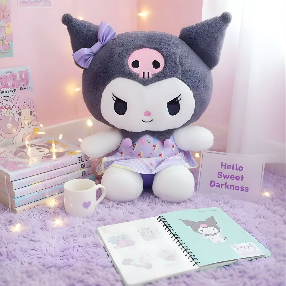 Peluche Manta Kuromi 40Cm Edición Vestido Lila Suave Ideal Para Regalo