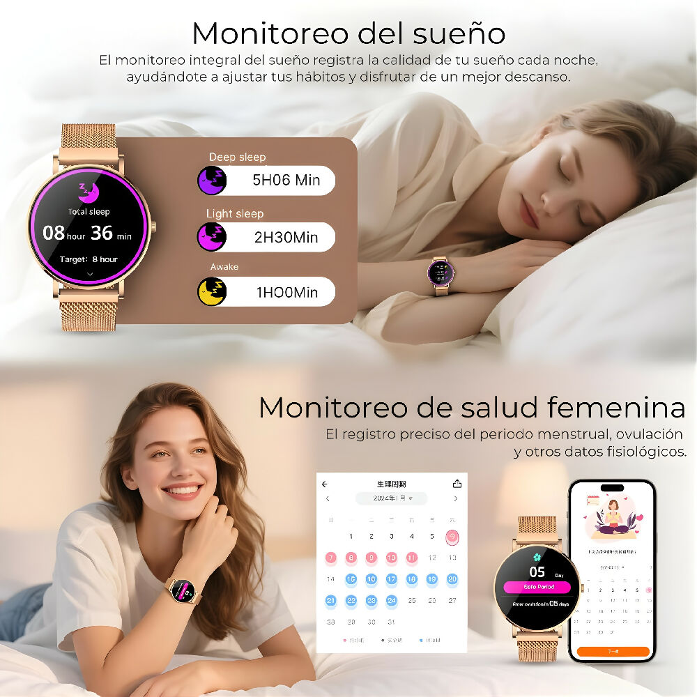 Smartwatch Mobulaa Stella Reloj Inteligente Elegante Con Llamadas Bluetooth, Monitor de Actividad Y Notificaciones