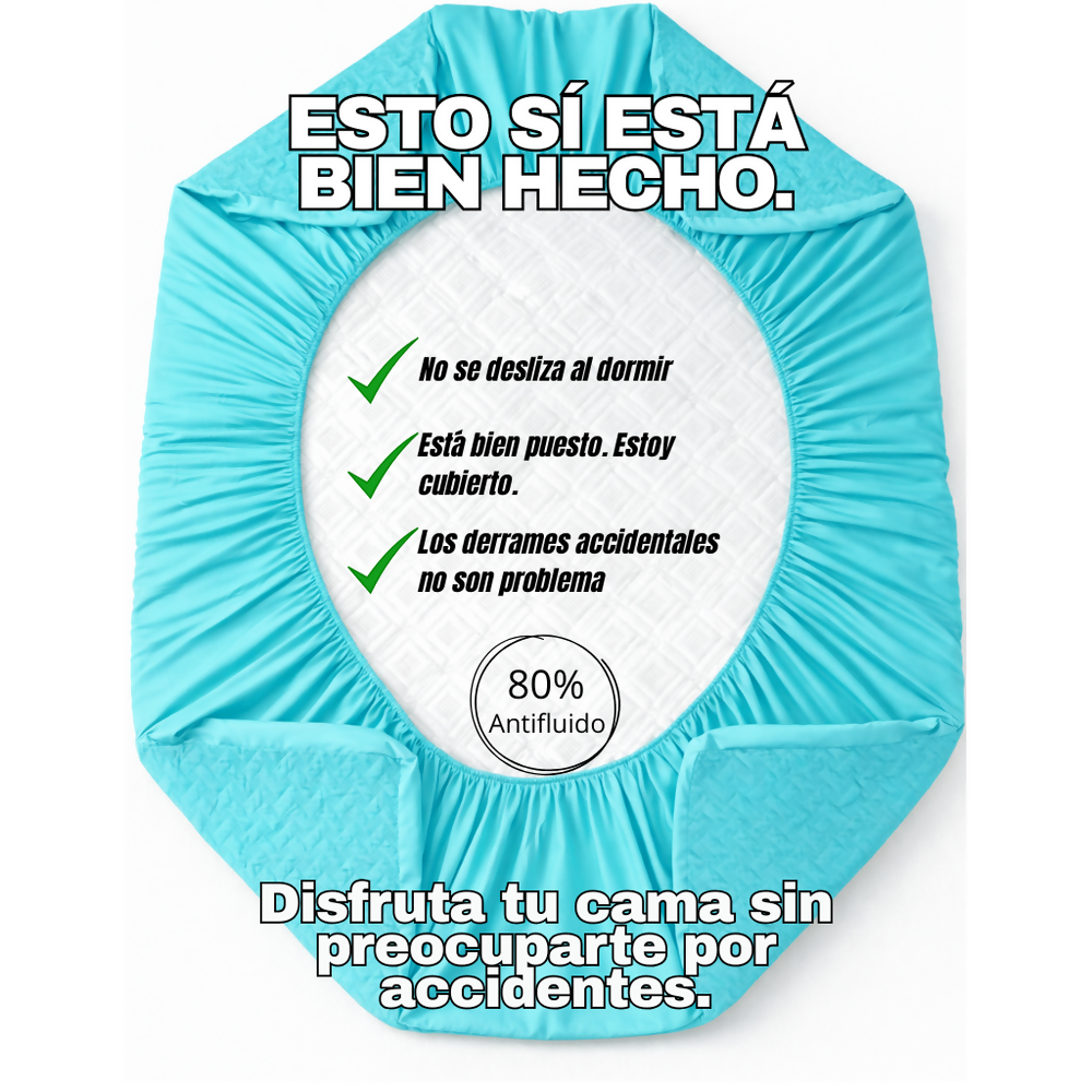 Combo protector colchon king antifluido turquesa 200x200cm