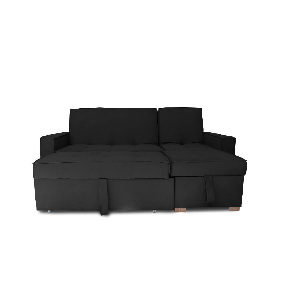 Esquinero Baúl Marsella Multifuncional Reclinable Derecho Negro + Cojines Decorativos