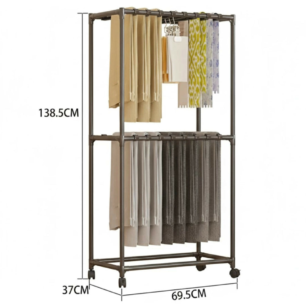 Perchero 2 Niveles Con Ruedas YH9631-2 Estructura De Acero