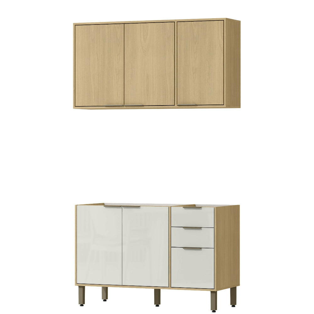 Cocina 120 cm Canarias 6 Puertas 2 Cajones - Almendra/Blanco Apagado