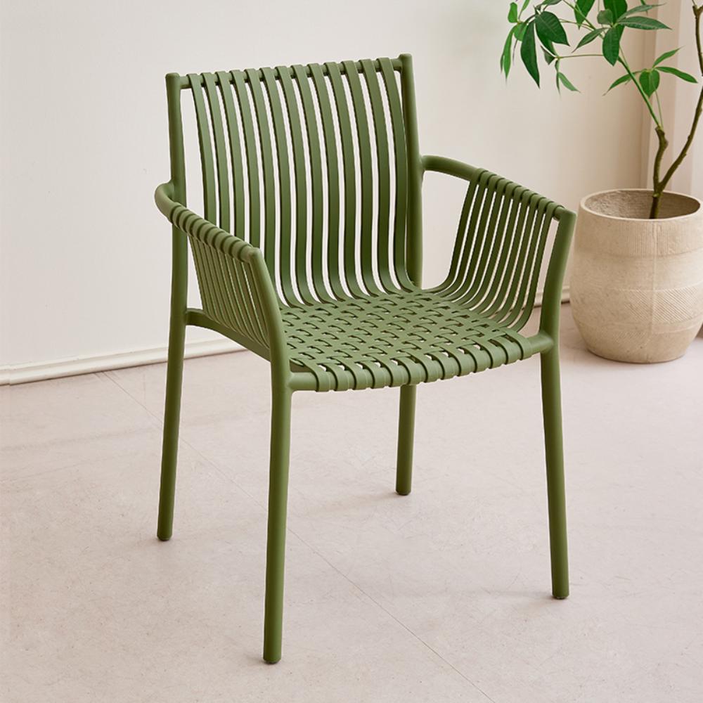 Silla Madrid con Brazos, Color Verde Olivo, Con espaldar y diseño Moderno X2