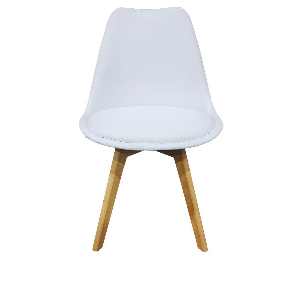 Kit de Cuatro Sillas Romero, Blanco y Café Claro, Cómodo Asiento y Patas en Madera