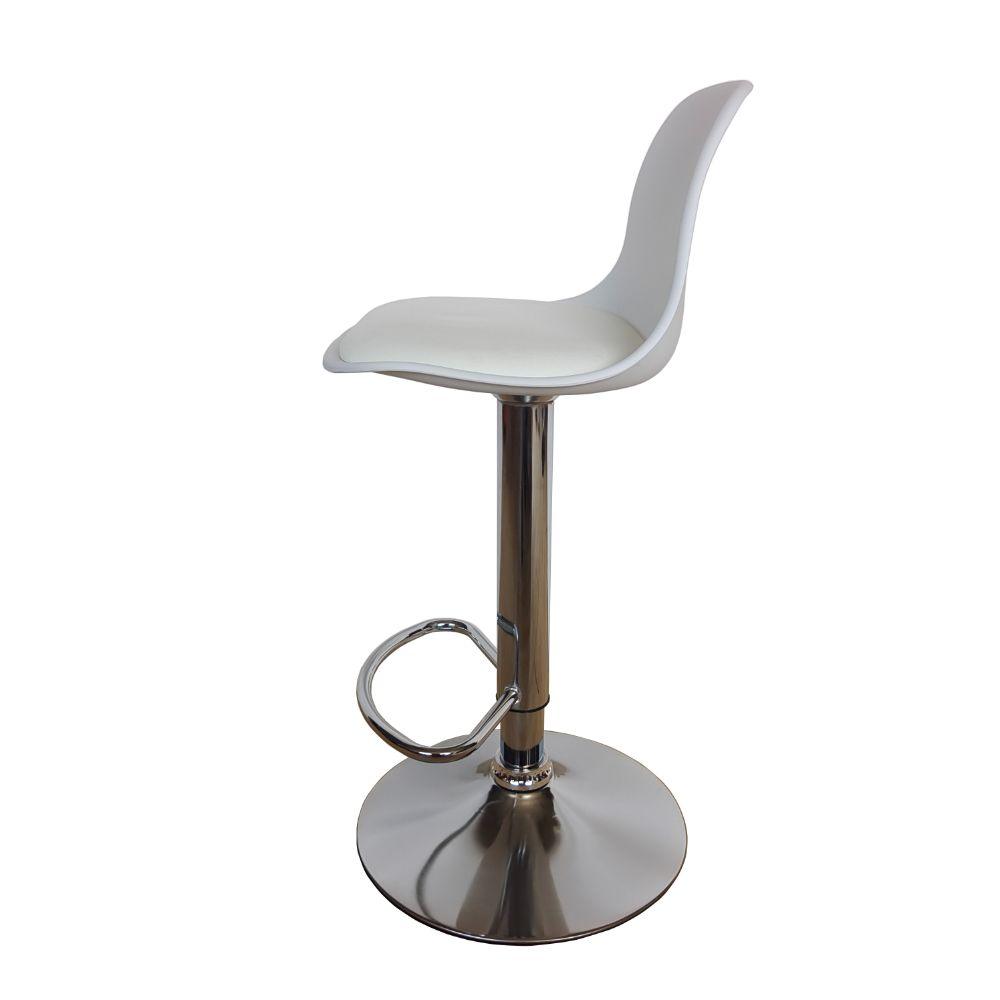 Kit de Dos Sillas Bar Napoles, Blanco, Base Metal Cromado
