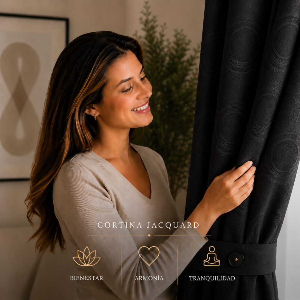 Cortina x2 negra jacquard